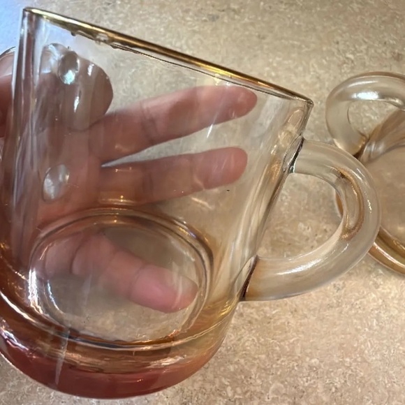 Vintage glass Victorian regencycore ombré gold rimmed sugar & creamer set. - Picture 7 of 8